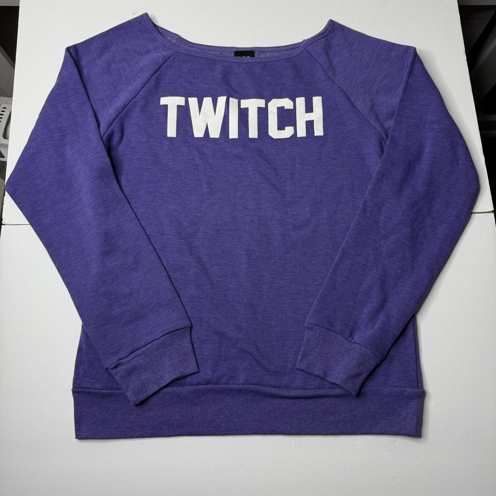 Twitch Sweatshirt Women's Large Purple Crewneck Pullover Gamer‎ Logo Cozy